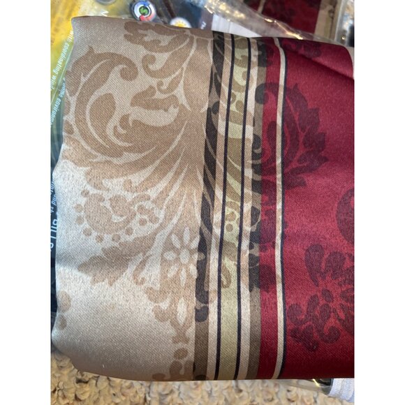 Power Save Light Blocking Curtains 2 Panels 1 Valance Kingsbury New Burgundy Gol - Picture 3 of 8